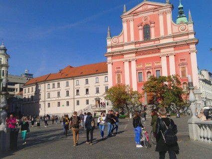 Slnečná Ľubľana Slovinsko v októbri 2019